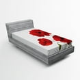thumbnail image 1 of Ambesonne Floral Fitted Sheet, Poppy Flowers Pastoral Art, Twin XL Size, Red and Green, 1 of 2