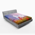thumbnail image 1 of Ambesonne Floral Fitted Sheet, Poppy Flowers on Meadow, Full Size, Red Green Blue, 1 of 2