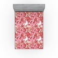 thumbnail image 1 of Ambesonne Floral Fitted Sheet, Realistic Rose Flowers Art, Queen Size, Dark Coral and Hot Pink, 1 of 5