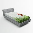 thumbnail image 1 of Ambesonne Floral Fitted Sheet, Red Poppies Dragonfly, Twin Size, Green Red, 1 of 2