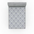 thumbnail image 1 of Ambesonne Floral Fitted Sheet, Retro Blossom Pattern Leaves, King Size, Dark Ceil Blue Pale Grey, 1 of 5
