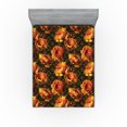 thumbnail image 1 of Ambesonne Floral Fitted Sheet, Retro Effect Peony Pattern, King Size, Dark Olive Green and Orange, 1 of 5