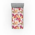thumbnail image 1 of Ambesonne Floral Fitted Sheet, Retro Flowers Wild Botany, Twin XL Size, Peach Fuchsia and Dark Coral, 1 of 5