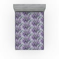 thumbnail image 1 of Ambesonne Floral Fitted Sheet, Retro Meadow Bloom Leaves, Queen Size, Violet Mauve and Grey Teal, 1 of 5