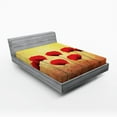 thumbnail image 1 of Ambesonne Floral Fitted Sheet, Retro Poppy Flowers, Queen Size, Scarlet Pale Yellow, 1 of 2