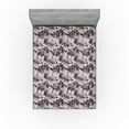 thumbnail image 1 of Ambesonne Floral Fitted Sheet, Retro Poppy Flowers Romantic, Full Size, Mauve Taupe Charcoal Grey, 1 of 5