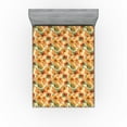 thumbnail image 1 of Ambesonne Floral Fitted Sheet, Retro Summer Petals VIntage, Full Size, Marigold Beige Green, 1 of 5