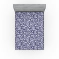 thumbnail image 1 of Ambesonne Floral Fitted Sheet, Retro Vibe Butterflies Curls, Queen Size, Ceil Blue and Dark Purple, 1 of 5