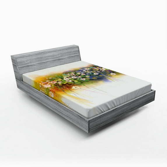 Ambesonne Floral Fitted Sheet, Romance Flowers Bouquet, Full Size, Multicolor