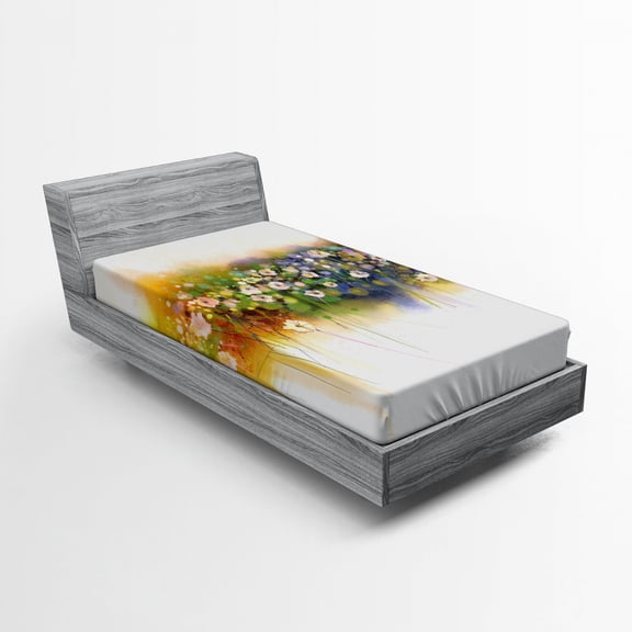 Ambesonne Floral Fitted Sheet, Romance Flowers Bouquet, Twin XL Size, Multicolor