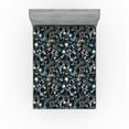 thumbnail image 1 of Ambesonne Floral Fitted Sheet, Romantic Art Spring Branches, King Size, Black Brown and Laurel Green, 1 of 5