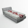 thumbnail image 1 of Ambesonne Floral Fitted Sheet, Romantic Vİbrant Boho, Twin Size, Red Black Grey, 1 of 2