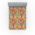 thumbnail image 1 of Ambesonne Floral Fitted Sheet, Rustic Summer Coneflowers, California King, Coral Pale Orange and Green, 1 of 5