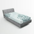 thumbnail image 1 of Ambesonne Floral Fitted Sheet, Shabby Plant Petals Swirl, Twin Size, Jade Green Pale Blue, 1 of 3