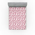 thumbnail image 1 of Ambesonne Floral Fitted Sheet, Simple Flowers Garden Spring, King Size, Magenta and Taupe Grey, 1 of 5