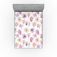 thumbnail image 1 of Ambesonne Floral Fitted Sheet, Simple Flowers Romance Print, Queen Size, Pink Pale Yellow and Blue, 1 of 5