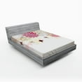 thumbnail image 1 of Ambesonne Floral Fitted Sheet, Spring Flower Butterfly, Full Size, Cream Pink, 1 of 2
