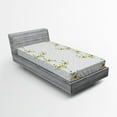 thumbnail image 1 of Ambesonne Floral Fitted Sheet, Spring Flowers on Curls, Twin Size, Teal Marigold, 1 of 2