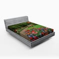 thumbnail image 1 of Ambesonne Floral Fitted Sheet, Spring Garden Forest, Full Size, Green and Purple, 1 of 2
