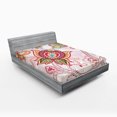 thumbnail image 1 of Ambesonne Floral Fitted Sheet, Style Butterflies, Queen Size, Pink Beige Khaki, 1 of 3