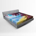 thumbnail image 1 of Ambesonne Floral Fitted Sheet, Summer Blossom Trees, Queen Size, Blue Pink Cream, 1 of 2
