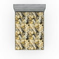 thumbnail image 1 of Ambesonne Floral Fitted Sheet, Summer Flowers Print Retro, Full Size, Dark Yellow and Grey, 1 of 5