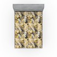 thumbnail image 1 of Ambesonne Floral Fitted Sheet, Summer Flowers Print Retro, King Size, Dark Yellow and Grey, 1 of 5
