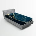 thumbnail image 1 of Ambesonne Floral Fitted Sheet, Swirled Flower Petals, Twin Size, Petrol Blue Dark Blue, 1 of 3