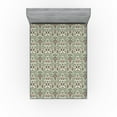 thumbnail image 1 of Ambesonne Floral Fitted Sheet, Swirly Branches Flowers Art, King Size, Beige Peacock Green Peach, 1 of 5