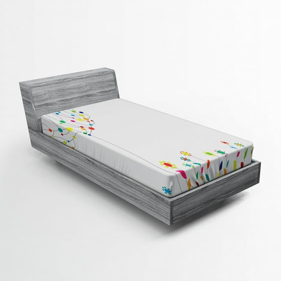 Ambesonne Floral Fitted Sheet, Tree Branch Spring Buds, Twin Size, Multicolor