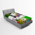 thumbnail image 1 of Ambesonne Floral Fitted Sheet, Tropical Flowers Spirals, Twin Size, Multicolor, 1 of 3
