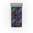 thumbnail image 1 of Ambesonne Floral Fitted Sheet, Tropical Forest Leaves Retro, Twin Size, Quartz Turquoise and Black, 1 of 5