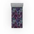 thumbnail image 1 of Ambesonne Floral Fitted Sheet, Tropical Forest Leaves Retro, Twin XL Size, Quartz Turquoise and Black, 1 of 5