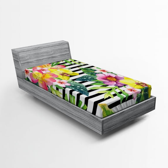Ambesonne Floral Fitted Sheet, Various Flowers Bouquet, Twin Size, Multicolor