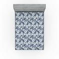 thumbnail image 1 of Ambesonne Floral Fitted Sheet, Vintage English Garden Roses, King Size, Indigo Ivory Blue Grey, 1 of 5