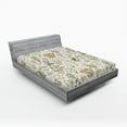 thumbnail image 1 of Ambesonne Floral Fitted Sheet, Vintage Garden Plants, King Size, Reseda Green Beige, 1 of 3