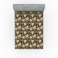 thumbnail image 1 of Ambesonne Floral Fitted Sheet, Vintage Lily Flowers Exotics, Queen Size, Dark Purple Green and Pink, 1 of 5