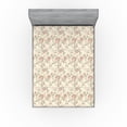 thumbnail image 1 of Ambesonne Floral Fitted Sheet, Vintage Peony Leaves Pattern, California King, Grey Yellow Blush, 1 of 5