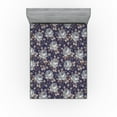 thumbnail image 1 of Ambesonne Floral Fitted Sheet, Vintage Romantic Roses Print, California King, Dark Violet Marigold and Grey, 1 of 5