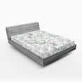 thumbnail image 1 of Ambesonne Floral Fitted Sheet, Vintage Seamless Pattern, Queen Size, White and Reseda Green, 1 of 3