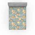 thumbnail image 1 of Ambesonne Floral Fitted Sheet, Vintage Vibe Rose Pattern, California King, Pale Grey Pastel Yellow, 1 of 5