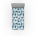 thumbnail image 1 of Ambesonne Floral Fitted Sheet, Weathered Art Flower Petals, Twin XL Size, Dark Turquoise and Blue Grey, 1 of 5