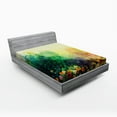 thumbnail image 1 of Ambesonne Floral Fitted Sheet, Wild Flowers on Meadow, Full Size, Green Mustard, 1 of 2