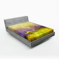 thumbnail image 1 of Ambesonne Floral Fitted Sheet, Yellow Dandelion Field, Queen Size, Purple Green, 1 of 2