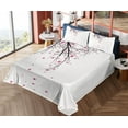 thumbnail image 1 of Ambesonne Floral Fitted & Top Sheet Set with Shams, Cherry Blossom Flower, Pink Black, 1 of 5
