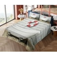 thumbnail image 1 of Ambesonne Floral Fitted & Top Sheet Set with Shams, Grunge Wall Sailor Bath, White Red Grey, 1 of 5