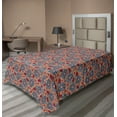 thumbnail image 1 of Ambesonne Floral Flat Bedding Sheet Soft Top Sheet, Abstract Silhouette Blossom, Twin XL, Dark Peach Ceil Blue, 1 of 1