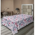 thumbnail image 1 of Ambesonne Floral Flat Bedding Sheet Soft Top Sheet, Blooming Art Spring Flowers, Twin XL, Ceil Blue Dark Coral, 1 of 1