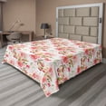 thumbnail image 1 of Ambesonne Floral Flat Bedding Sheet Soft Top Sheet, Botanical Grungy Watercolor, Full, Pastel Pink and Pale Coffee, 1 of 1