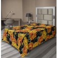 thumbnail image 1 of Ambesonne Floral Flat Bedding Sheet Soft Top Sheet, Calendula Flowers Pattern, Twin, Orange Laurel Green Black, 1 of 1